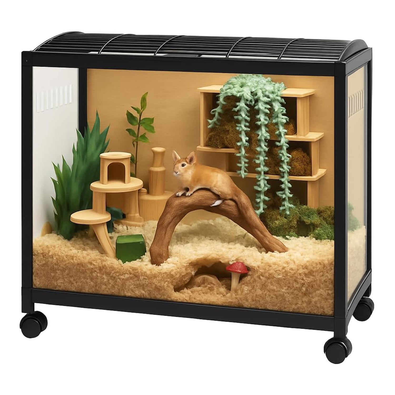 M optimized Hamster Cage, Metal Mice and Rat Habitat Stackable with Wheels, Chew-Proof Dual Door Small Animal Habitat, Hamster House for Guinea Pig Gerbil