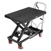 M optimized Hydraulic Lift Table, 1100 Lbs Capacity Hydraulic Table Cart, Single Scissor Lift Cart 35.4 Inch Lifting Height with 4 Wheels and Non-Slip Pad for Material Handling, Black