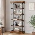 thumbnail image 1 of M optimized Industrial Bookshelf Wood Bookcase 6 Tier Storage Open Rack Shelf Rustic Tall Standing Bookshelves Display Rack, 1 of 8