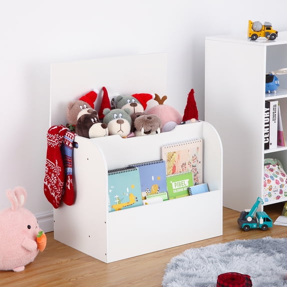 M optimized Kids Toy Storage Box Wooden Chest Storage Organizer with Bookshelf Toy Storage Bench for Boys Girls Home Furniture Bedroom Playroom