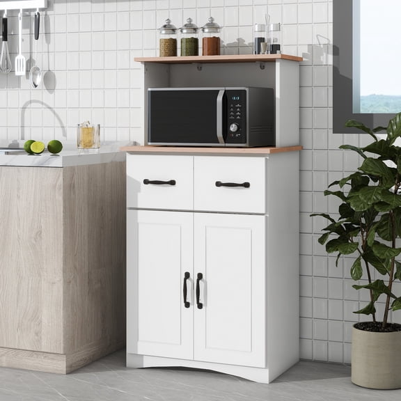 M optimized Kitchen Microwave Storage Cabinet 49" Kitchen Pantry Buffet Cabinet with Drawer, Door Freestanding Sideboard Console Table for Dining Room Kitchen