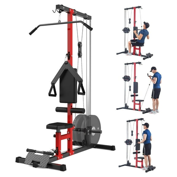 M optimized LAT Pulldown Machine, LAT Cable Machine with High and Low Pulley Station, Row Cable Machine Home Gym with Leg Support, Tricep Workout Equipment