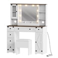 thumbnail image 1 of M optimized Makeup Vanity Set, Vanity Desk with LED Lights, Charging Station, 6 Drawers and Cabinets, Vanity Table with Stool, White, 1 of 8