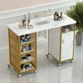 thumbnail image 1 of M optimized Manicure Table Nail Makeup Desk with Electric Downdraft Vent, Lockable Wheels, Wrist Rest, Open Shelf Storage Cabinet Nail Table, 1 of 7