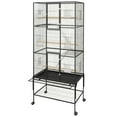 thumbnail image 1 of M optimized Metal 69" Large Rolling Bird Cage with Feeding Bowls, Slide-Out Tray & Perch, Black, 1 of 9
