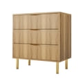 thumbnail image 1 of M optimized Modern 3 Drawer Dresser for Bedroom with Gold Handle and Large Drawer, Wood Double Chest of Drawers and Storage Organizer for Living Room, Hallway, Entryway, 1 of 4