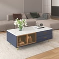 thumbnail image 1 of M optimized Modern Coffee Table with 2 Glass Doors & 4 Drawers, Rectangular Coffee Table with Metal Legs And Multi-Color Lighting, Center Tables for Living Room Bedroom Office, 1 of 9