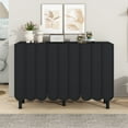 thumbnail image 1 of M optimized Modern Shoe Cabinet with 5 Solid Wood Legs, Minimalist Sideboard with 3 Wave Doors, Adjustable Shelves, Large Storage Cabinet, 1 of 9