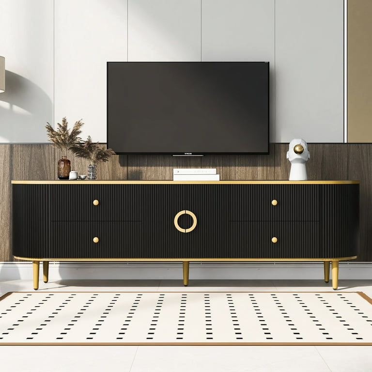 M optimized Modern TV Stand for TVs up to 80 Inches Entertainment Center with 2 Drawers Cabinets Metal Legs TV Storage Cabinet for Living Room Bedroom Walmart