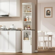 M optimized Narrow Bathroom Cabinet, 70" Tall Slim Storage Cabinet with Glass Door and Shelves, Freestanding Storage Cabinet for Small Spaces, Laundry Room, Living Room, Kitchen