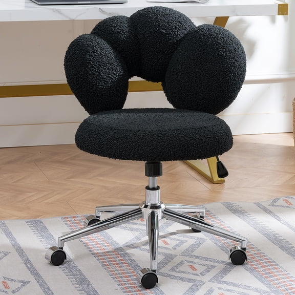 M optimized Office Chair Computer Desk Chair with Semi-wrapped Backrest Adjustable Height Swivel Chair Fuzzy Sherpa Dressing Chair for Home Office