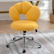 M optimized Office Chair Computer Desk Chair with Semi-wrapped Backrest Adjustable Height Swivel Chair Fuzzy Sherpa Dressing Chair for Home Office