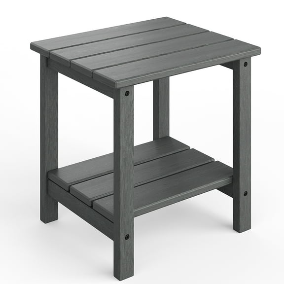M optimized Outdoor Adirondack Side Table, HDPE 2-Tier Patio End Table Weather Resistant for Adirondack Chair, Square Side Tables for Patio, Poolside, Porch, Deck, Indoor, Backyard