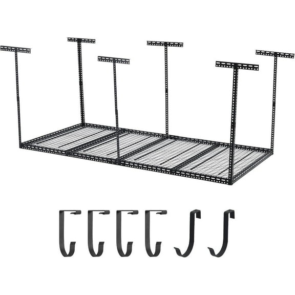 M optimized Overhead Garage Storage Rack 4' x 8' Adjustable Ceiling Rack, 660lb Weight Capacity, 22"-40" Adjustable Height
