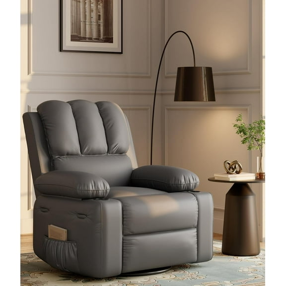 M optimized Oversized Recliner Chairs with Heat and Massage, 360° Swivel Lazy Recliner Chair for Adults- Manual Recliner Chair with Cup Holder for Living Rooms, Bedrooms