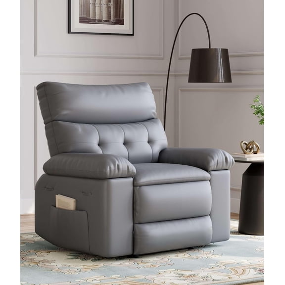 M optimized PU Leather Recliner Chair for Adults, Manual Lazy Recliner Chair with Overstuffed Comfort Arm and Back for Living Room, Bedroom