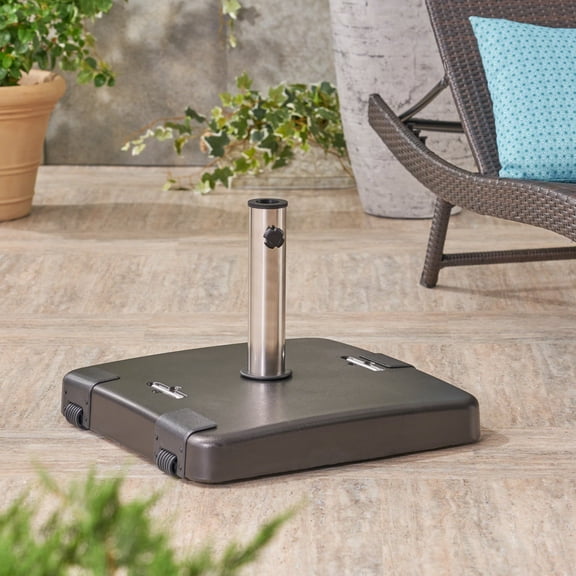 M optimized Patio Umbrella Base, Heavy-Duty Square Concrete Stand, Stainless Steel Support Pole Umbrella Base Stand, Outdoor Relation Accessories for Backyard Balcony