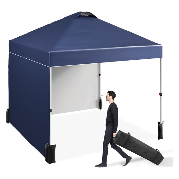M optimized Pop Up Canopy 10'x10' Outdoor Sun Shade Instant Tent with 2 Sidewall & Vented Roof, Commercial Sun Shelter, Portable Canopy Shelter for Outdoor Party, Camping, Commercial Events