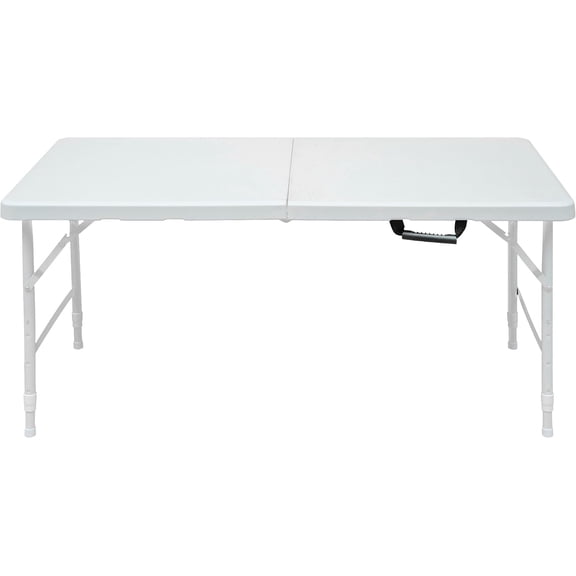M optimized Portable Folding Table 4 Ft, Plastic Foldable Table Adjustable Height with Carrying Handle for Dining Picnic Party Camping, White