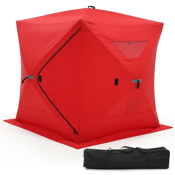 M optimized Portable Ice Fishing Shelter Hub-Style Tent with Thermal Insulated Floor & Carry Bag, Windproof Pop-Up Design for Quick Setup, Winter Fishing Gear