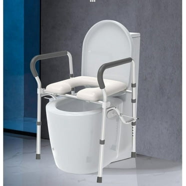 M optimized Raised Toilet Seat, Adjustable Toilet Safety Frame with Handle for Seniors, Elderly, Handicap, Pregnant, White