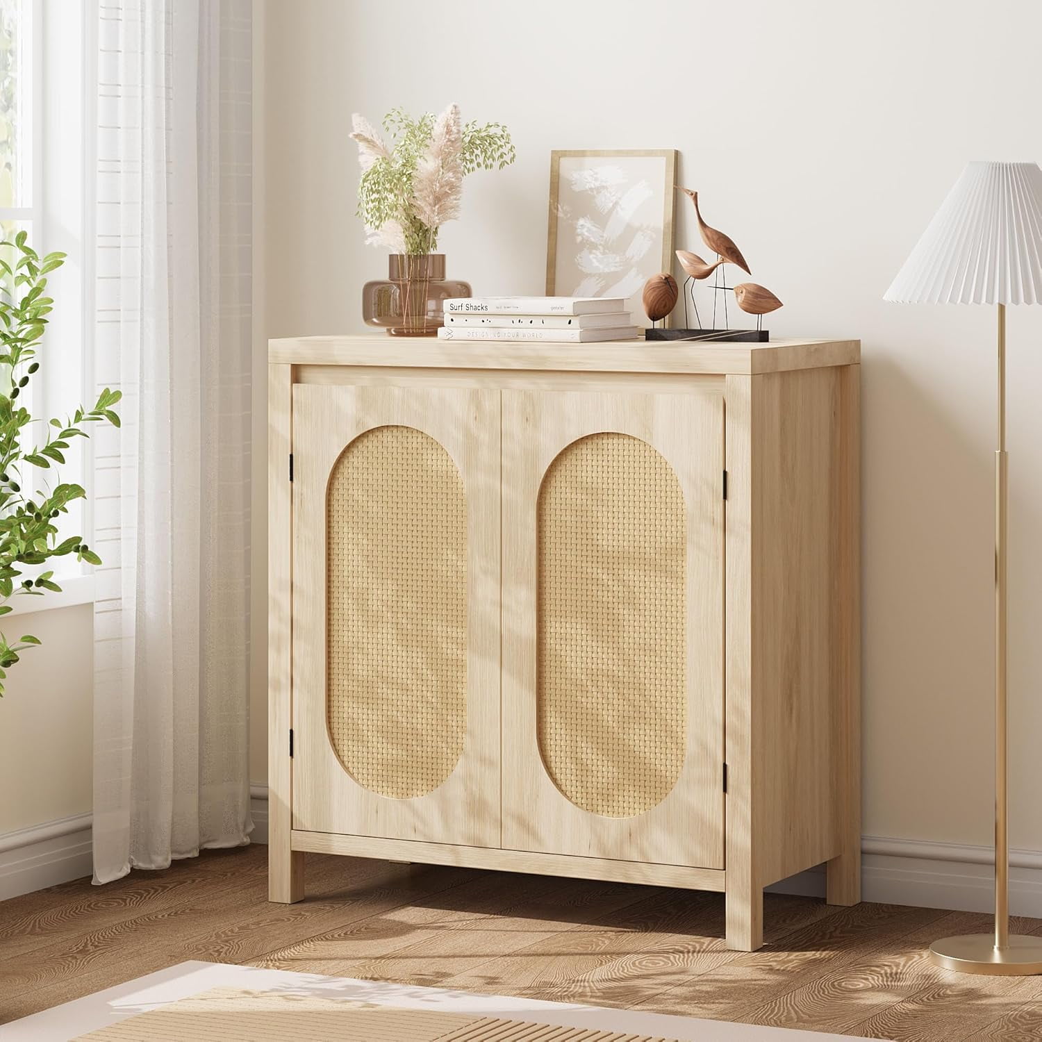 Visual Reference: M Optimized Rattan Storage Cabinet Modern Sideboard Buffet Cabinet With
