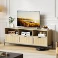 thumbnail image 1 of M optimized Rattan TV Stand for 75" TV, Entertainment Center with Open Shelf, 3 Drawers, Mid Century Modern Media Console for Living Room, Bedroom, 1 of 7