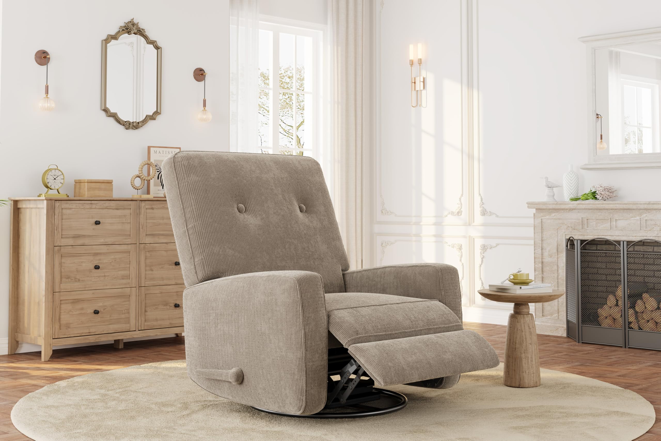 M optimized Recliner Chairs, Swivel Rocker Recline, Glider Recliner Nursery Chair for Adults, 360° Swivel Glider Rocking Chair for Living Room, Bedroom, Office