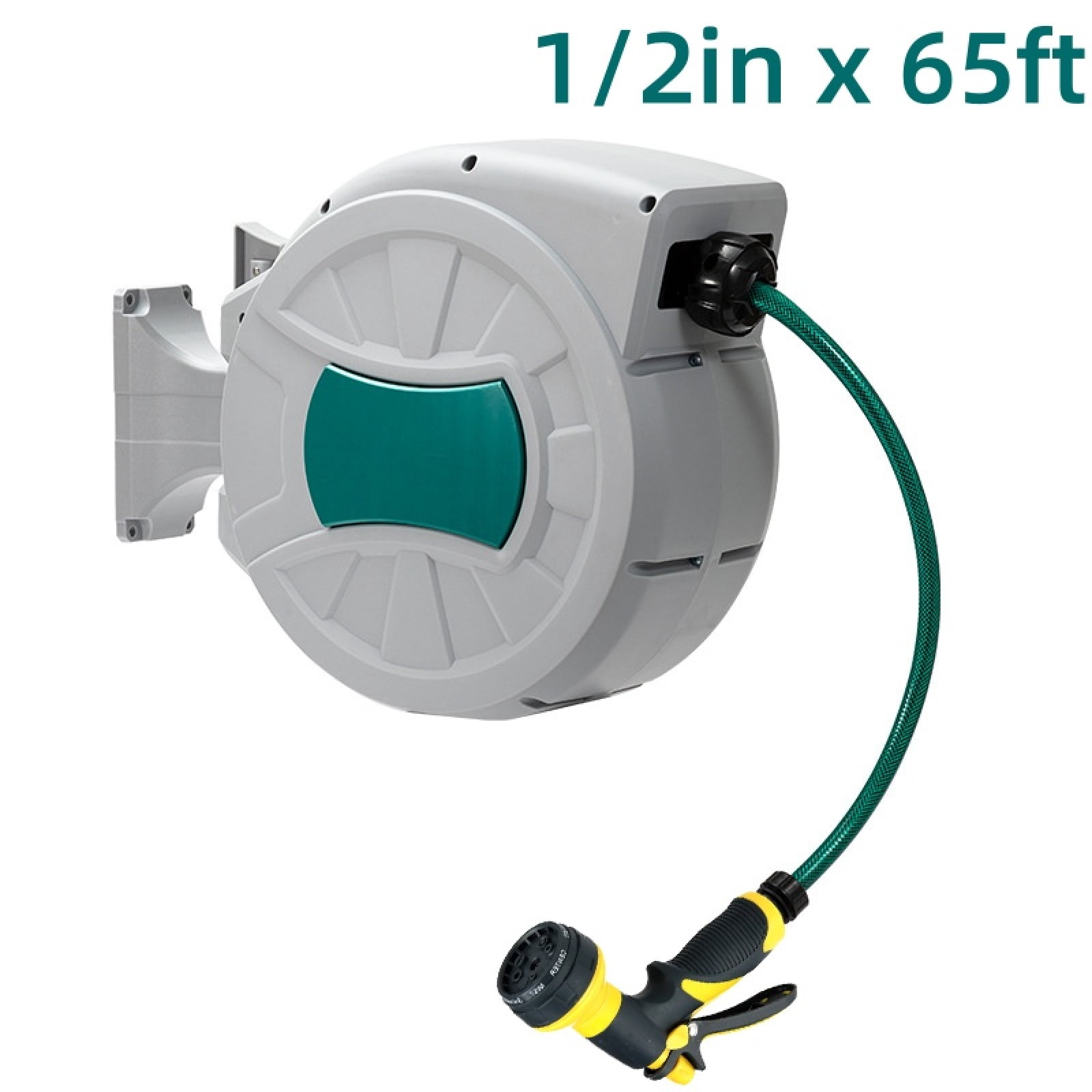 M optimized Retractable Hose Reel 1/2 inch, 180° Swivel Bracket Wall-Mounted Garden Water Hose Reel 50ft/65ft/82ft/100ft
