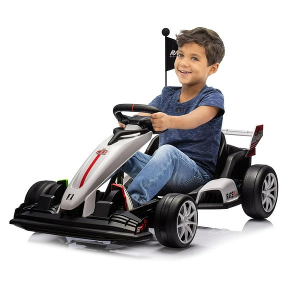 M optimized Ride On Go Kart for Kids, 24V 7AH Battery Two 200W Motors, 7.5MPH Fast Drifting Circling Car, Adjustable Seat Electric Ride Toy, Max Load 135lbs, Racing Toy for Kids 6+ Years