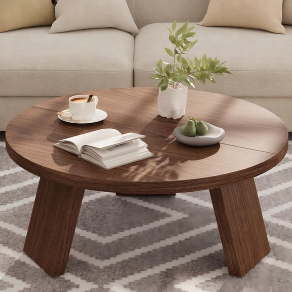 M optimized Round Coffee Table, Modern Center Table with Inclined Legs, Accent Cocktail Tables for Living Room, Bedroom, Easy Assembly