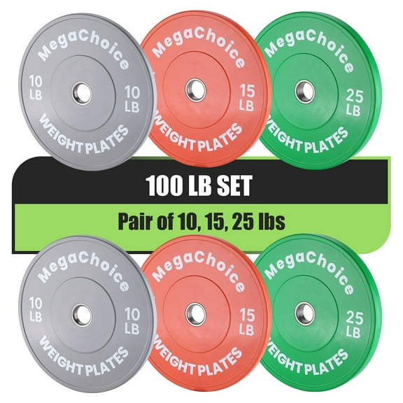 M optimized Rubber Bumper Weight Set - 2" Barbell Plates for Home Gym Strength Training, 10 LB, 15 LB, 25 LB
