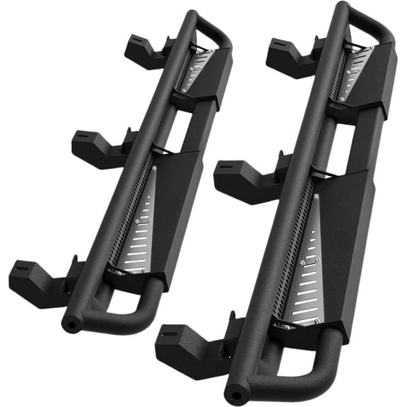 M optimized Running Boards, Triple-Tube Drop Down Side Steps 6 inch for 2020-2024 Jeep GladiatorJT 4 Doors, Powder Coated Paintable Step Plates