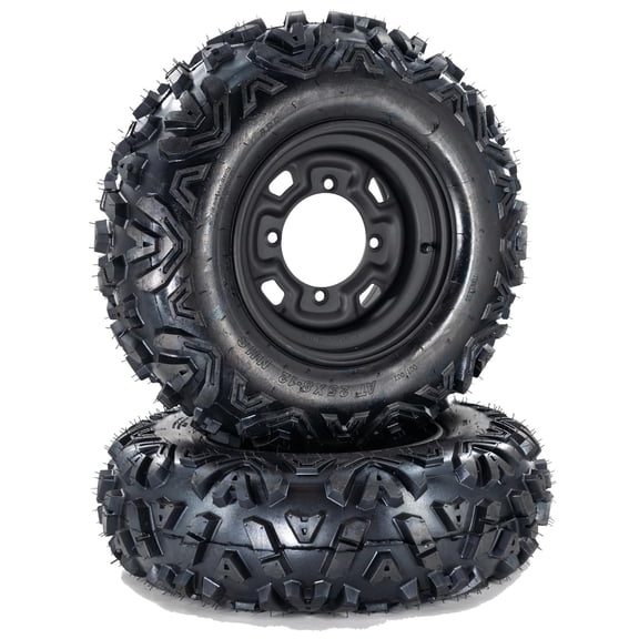 M optimized Set of 2 25x10-12 ATV Tires 6 Ply All-Terrain Tire with 12" Rim, PCD 4x110mm, 4 Lug Hole, 4+3 Offset for ATV UTV Trail Off-Road Mud Sand Terrain