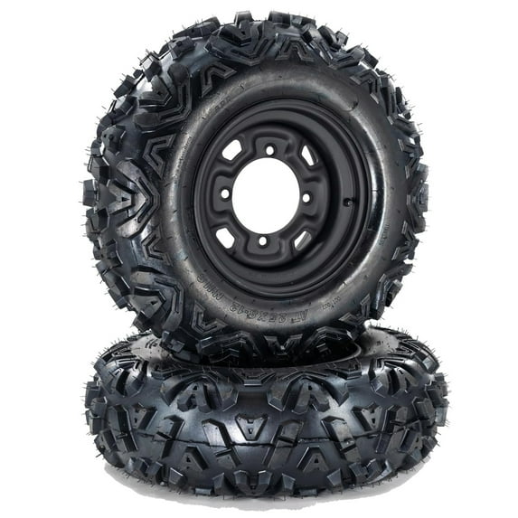 M optimized Set of 2 25x10-12 ATV Tires 6 Ply All-Terrain Tire with 12" Rim, PCD 4x137mm, 4 Lug Hole, 4+3 Offset for ATV UTV Trail Off-Road Mud Sand Terrain