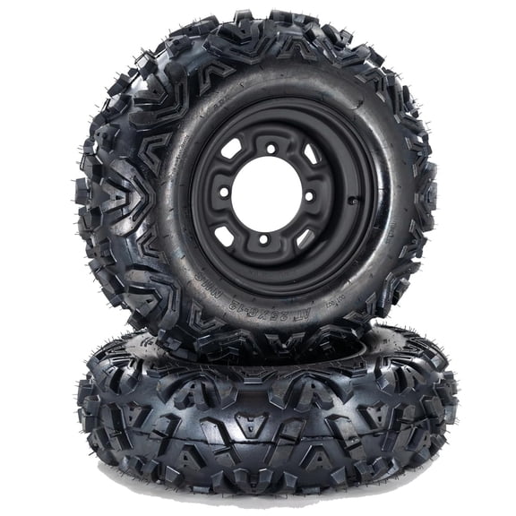 M optimized Set of 2 25x10-12 ATV Tires 6 Ply All-Terrain Tire with 12" Rim, PCD 4x156mm, 4 Lug Hole, 4+3 Offset for ATV UTV Trail Off-Road Mud Sand Terrain