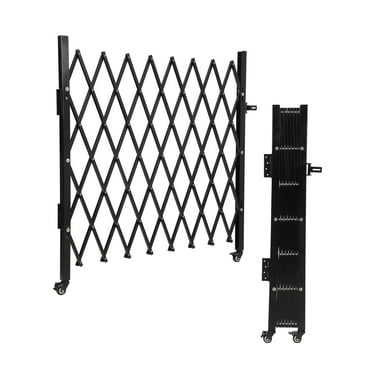 M optimized Single Folding Security Gate Steel Accordion Security Gate Flexible Expanding Security Gate, 50"H x 43"W Portable Flexible Expandable Fence Gate, 360° Rolling Barricade Gate