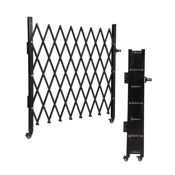 M optimized Single Folding Security Gate Steel Accordion Security Gate Flexible Expanding Security Gate, 50"H x 75"W Portable Flexible Expandable Fence Gate, 360° Rolling Barricade Gate