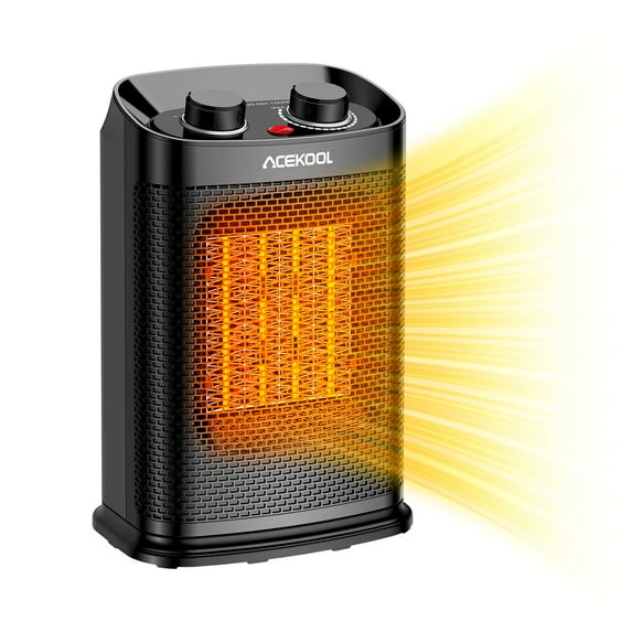 M optimized Space Heaters for Inside, Portable Electric Heater 1500W PTC Ceramic Fast Safety Heater with Overheat and Tip-Over Protection for Office Bedroom Desk Indoor, Black