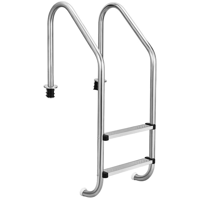M optimized Stainless Steel Inground Swimming Pool 2 Step Ladder with Stainless Steel Steps, Silver