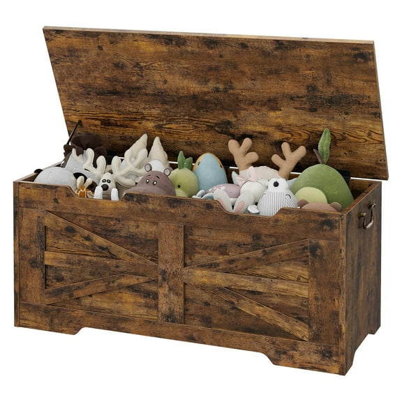 M optimized Storage Chest 39.4"x15.7"x19.7" Toy Chest for Boys Girls, Kids Wood Large Toy Box, Storage Bench with Safety Hinge, Storage Trunk for Entryway, Living Room, Bedroom, Playroom