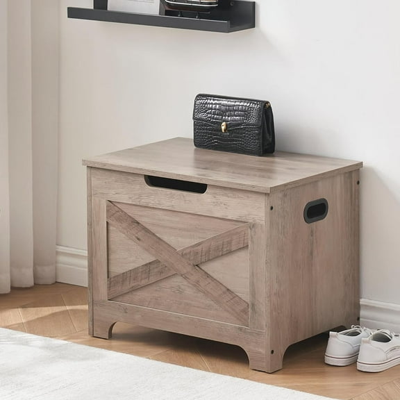 M optimized Storage Chest, Storage Bench with Safety Hinge, Barn Style Storage Trunk, Wooden Entryway Bench, Shoe Bench, Large Storage Chest for Entryway, Bedroom, Living Room