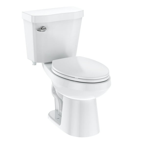 M optimized Toilet, Elongated Toilets for Bathrooms, Two-Piece Toilet with Soft Close Seat, 1.28 Siphonic Flush Toilet with Universal Height Cotton White 17"/19"