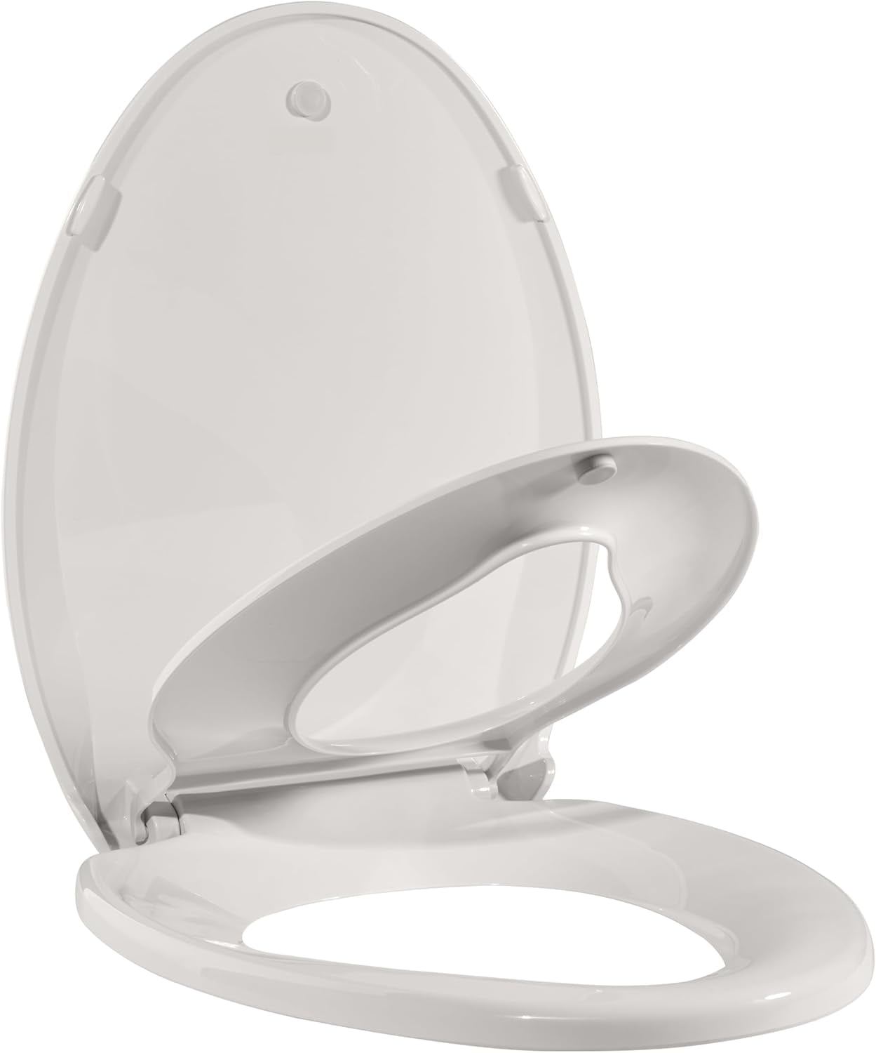 M optimized Toilet Seat 19", Elongated Toilet Seat with Toddler Seat Built in, Potty Training Toilet Seat Elongated for Universal Use, with Slow Close and Magnets