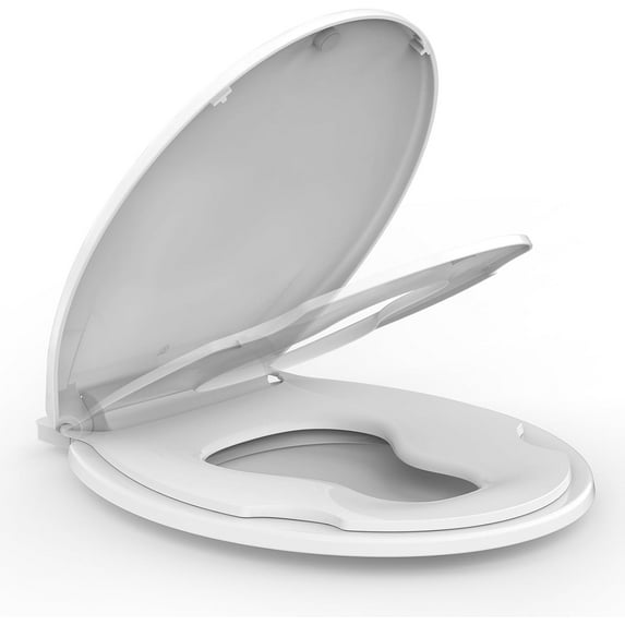 M optimized Toilet Seat, Plastic Toilet Seat With Soft Close, Never Loosen, Easy Clean, 17inch / 19inch Round Toilet Seat, Elongated Toilet Seat