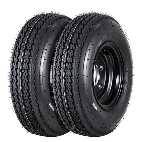 M optimized Trailer Tires On Rim 4.80-8 480-8 480X8, Load Range C, 6PR, 5 Lug 8 In. Black Spoke Wheel, 5 On 4.5" Trailer Tire Travel/Camper/Utility/Boat, Set of 2
