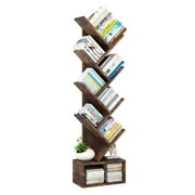 M optimized Tree Bookshelf 8-Tier Floor Standing Tree Bookcase, Utility Organizer Shelves for Living Room, Bedroom, Home Office, Brown