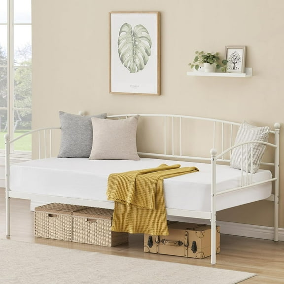 M optimized Twin Daybed, Metal Sofa Bed Frame with Steel Slat Support for Living Room, Bedroom and Guest Room