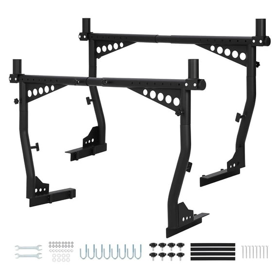 M optimized Universal Steel Truck Ladder Rack, 1000 Lbs Capacity Adjustable Pickup Bed Rack, 52"-82" Crossbar for Kayak, Lumber, Ladder, Rooftop Tent, Surfboard, No-Drill Heavy Duty Rack for Trucks