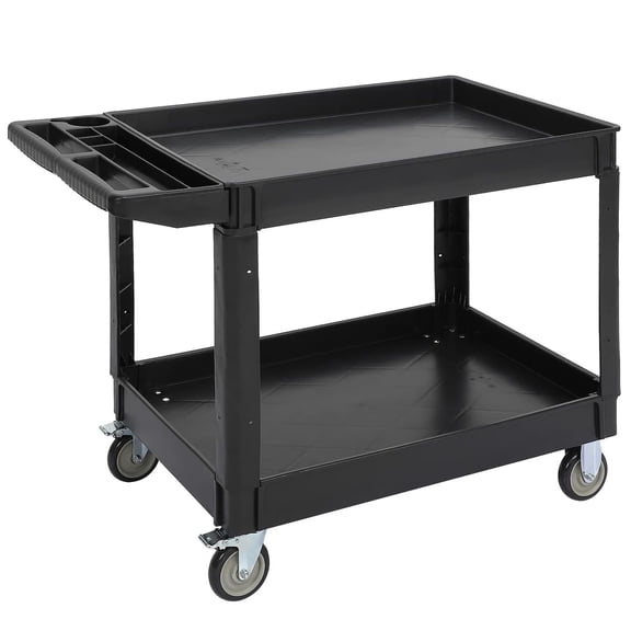 M optimized Utility Cart 2-Shelf Service Cart with Storage Handle, 500lbs Capacity, for Warehouse Garage Cleaning Manufacturing